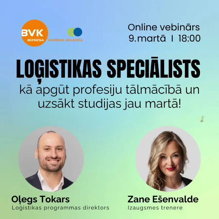 Loģistika Latvijā un starptautiskajā vidē - tehnoloģijas, iepirkumi un karjeras iespējas Loģistikas speciālists - kā apgūt profesiju tālmācībā un uzsākt studijas jau martā!